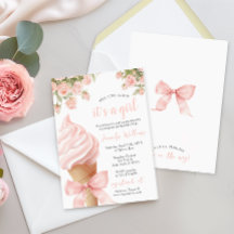 Roze Schep Ice Cream Bow Zomer Baby Meisje Douche