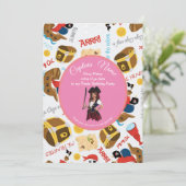 Roze schepen en schat  Piratenfeest uitnodiging (Staand voorkant)