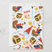 Roze schepen en schat  Piratenfeest uitnodiging (Achterkant)