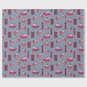 Roze Schepen & Houten Vuurtorens Dusty Blue Cadeaupapier (Vlak)
