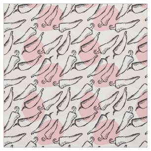 Roze Schets Chili Peppers op Roze Stof