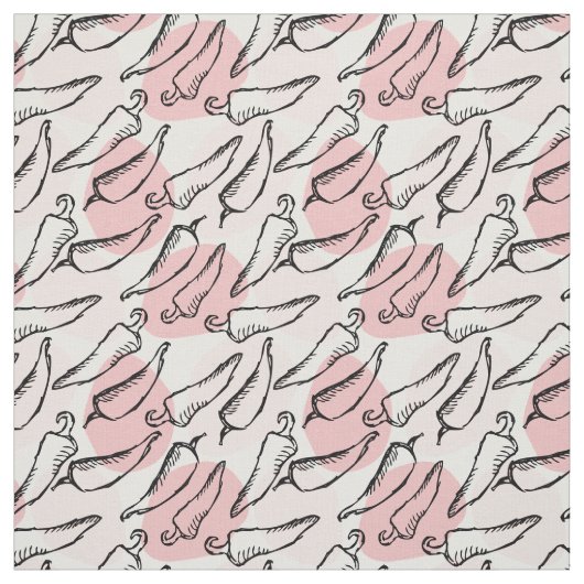 Roze Schets Chili Peppers op Roze Stof (Swatch)