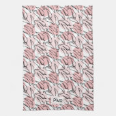 Roze Schets Chili Peppers op Roze Theedoek (Verticaal)