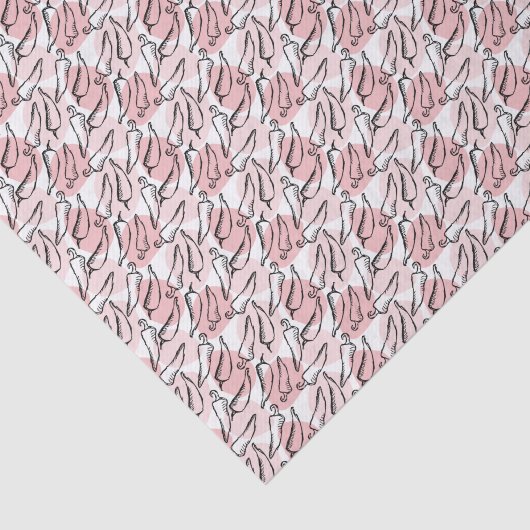 Roze Schets Chili Peppers op Roze Tissuepapier (Detail)