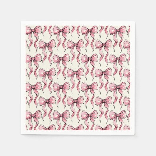 Roze schets lintstaartpatroon servet (Voorkant)