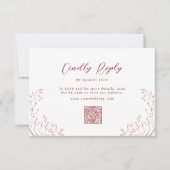 Roze Schetste  Bloeiende QR code bruiloft RSVP Kaartje (Voorkant)