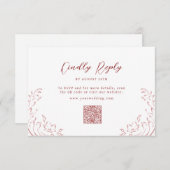 Roze Schetste  Bloeiende QR code bruiloft RSVP Kaartje (Voorkant / Achterkant)