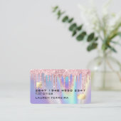 Roze schijven Faux-holografische creditcardstijl Visitekaartje (Staand voorkant)