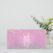 Roze schijven Silver Glitter Gift Salon-certificat (Staand voorkant)