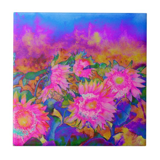 Roze schilderij van abstracte waterverf tegeltje (Voorkant)