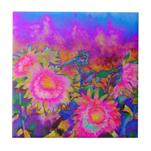 Roze schilderij van abstracte waterverf tegeltje (Voorkant)