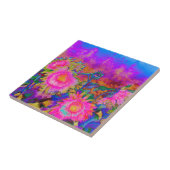 Roze schilderij van abstracte waterverf tegeltje (Zijkant)