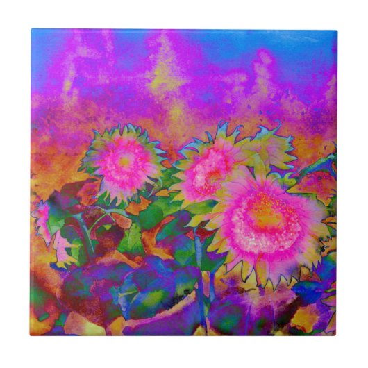 Roze schilderij van abstracte waterverf tegeltje (Voorkant)