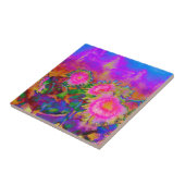 Roze schilderij van abstracte waterverf tegeltje (Zijkant)