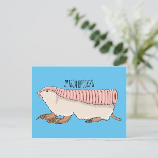 Roze schildklier cartoon briefkaart (Staand voorkant)