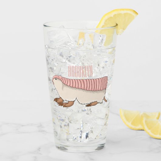 Roze schildklier cartoon glas (Achterkant ijs)