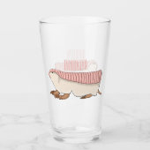Roze schildklier cartoon glas (Voorkant)