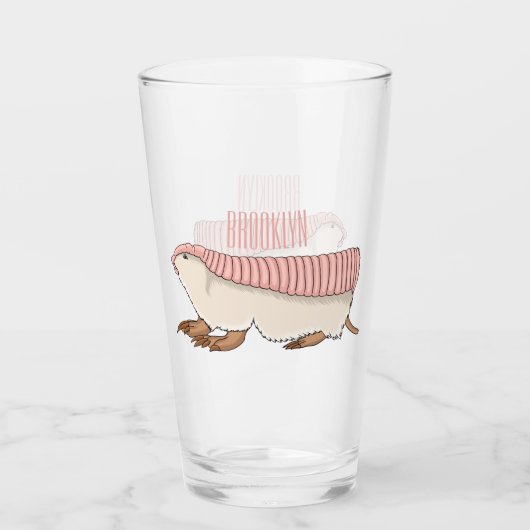Roze schildklier cartoon glas (Voorkant)