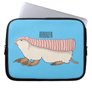Roze schildklier cartoon laptop sleeve