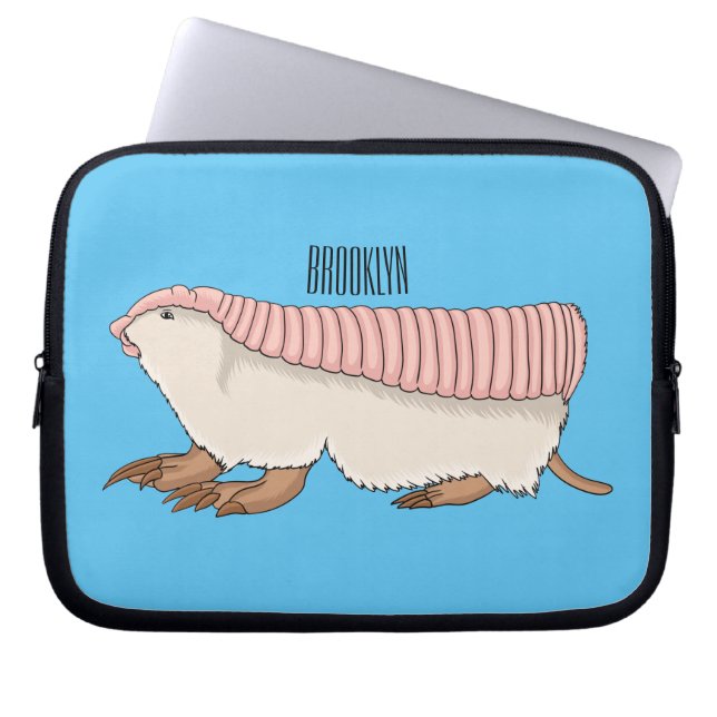 Roze schildklier cartoon laptop sleeve (Voorkant)