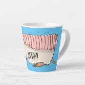Roze schildklier cartoon latte mok (Rechterhoek)