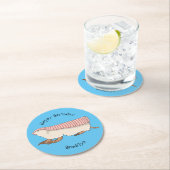 Roze schildklier cartoon ronde kartonnen onderzetter (Insitu)