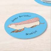 Roze schildklier cartoon ronde kartonnen onderzetter (Gebogen)