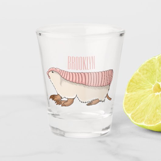 Roze schildklier cartoon shot glas (Voorkant)