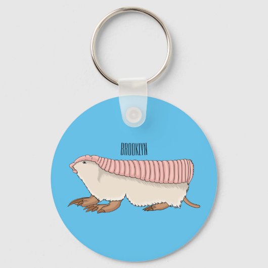 Roze schildklier cartoon sleutelhanger (Voorkant)