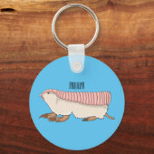 Roze schildklier cartoon sleutelhanger (Voorkant)