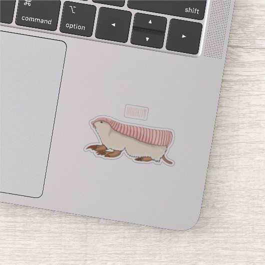 Roze schildklier cartoon sticker (Detail)