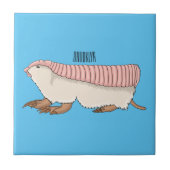 Roze schildklier cartoon tegeltje (Voorkant)