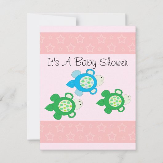 Roze Schildpad Baby Shower Kaart (Voorkant)