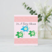 Roze Schildpad Baby Shower Kaart (Staand voorkant)