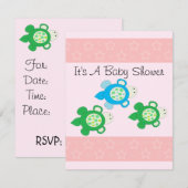 Roze Schildpad Baby Shower Kaart (Voorkant / Achterkant)