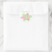 Roze Schildpad Baby Shower Ronde Sticker (Tas)