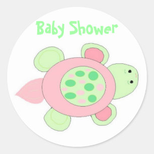 Roze Schildpad Baby Shower Ronde Sticker