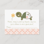 Roze Schildpad in Luier Raffle Tickets Informatiekaartje (Achterkant)