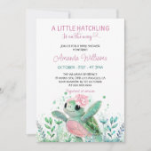 Roze schildpad meisje baby shower kaart (Voorkant)