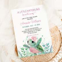 Roze schildpad meisje baby shower