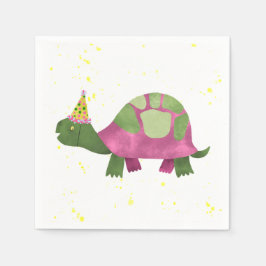 Roze schildpad Party servet | Turtle verjaardagsfe