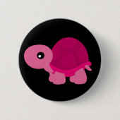 Roze schildpad ronde button 5,7 cm (Voorkant)