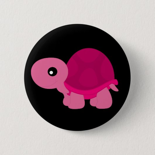 Roze schildpad ronde button 5,7 cm (Voorkant)
