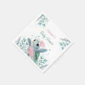 Roze Schildpad Schattige Meisje Baby shower Servet (Hoek)