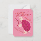 Roze Schildpad-y Rad School Klaslokaal Kind Valent Notitiekaartje (Voorkant)