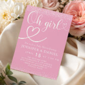Roze schittering Oh meisje script hart schattig Kaart