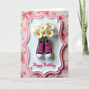 Roze schoen verjaardagskaart kaart