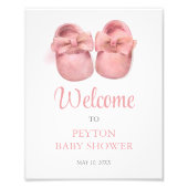 Roze Schoenen Baby shower Welkomstbord Foto Afdruk (Voorkant)