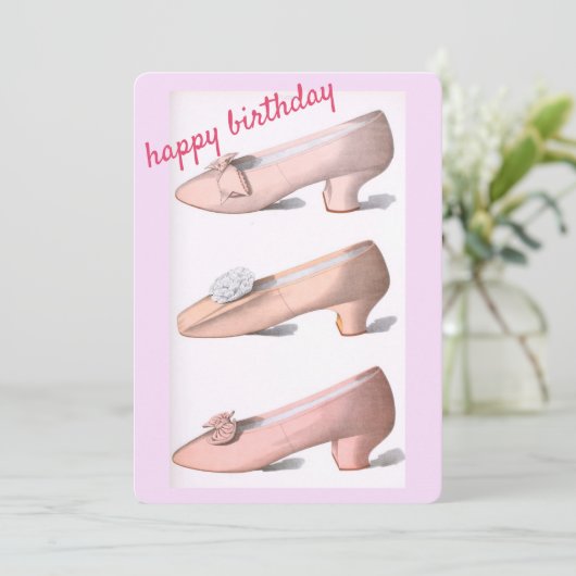 Roze  schoenen Birthday Kaart (Staand voorkant)