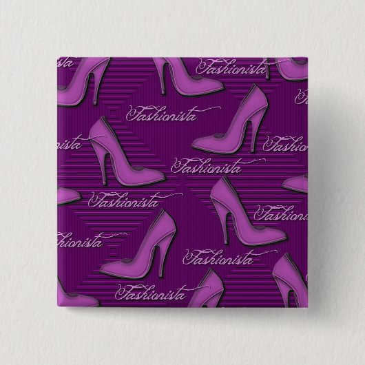 Roze schoenen-Fashionista-Button Vierkante Button 5,1 Cm (Voorkant)